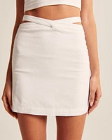 Strappy Waist Linen-Blend Mini Skirt