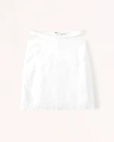 Strappy Waist Linen-Blend Mini Skirt