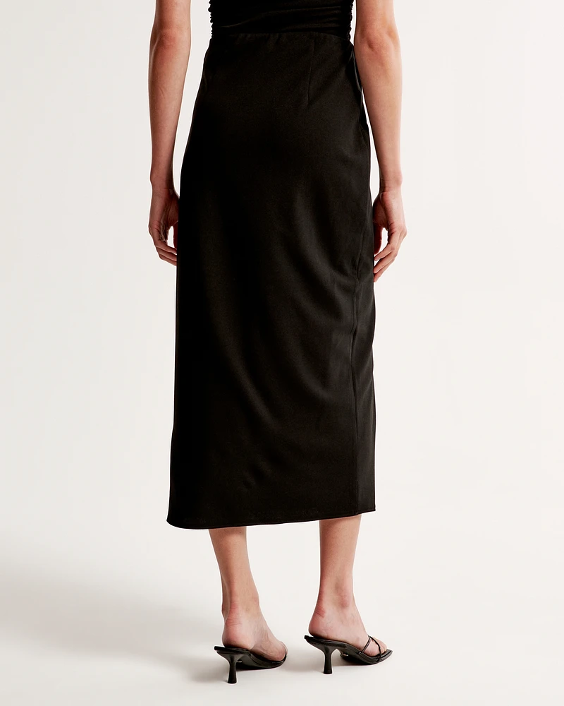 Crepe Draped Midi Skirt