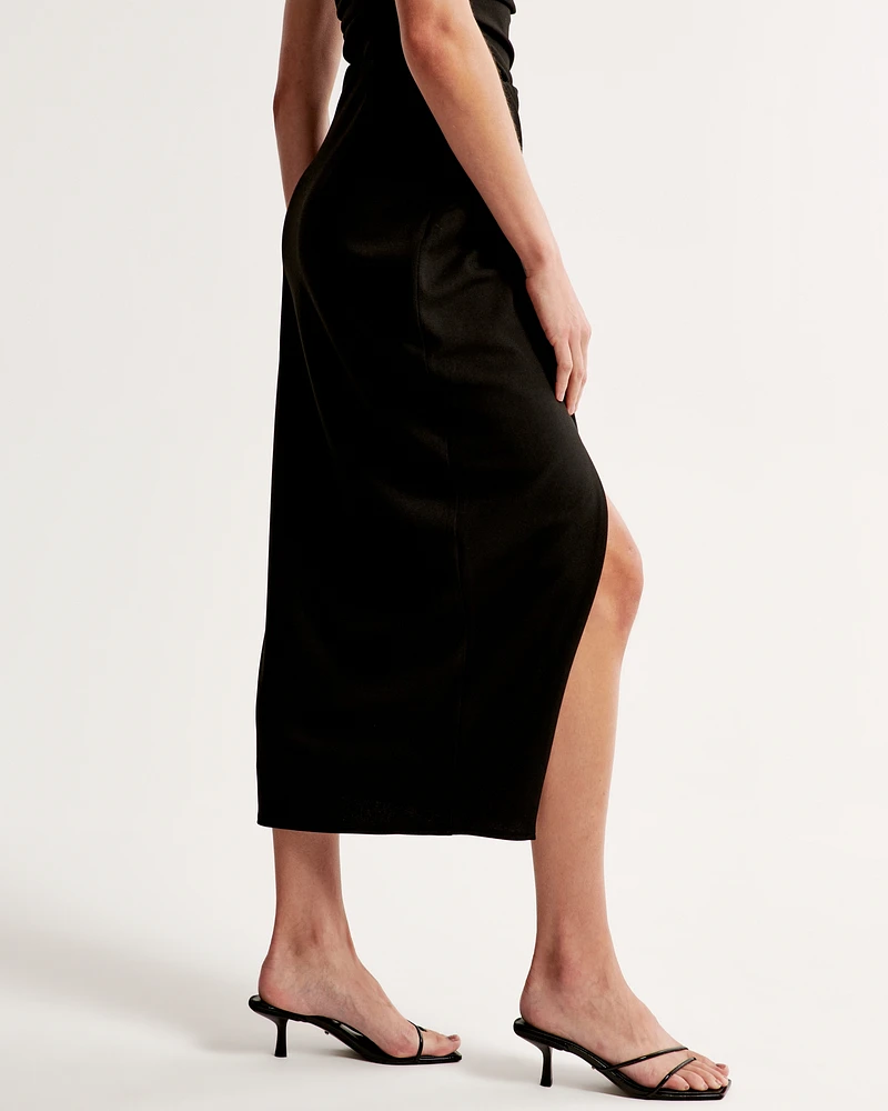 Crepe Draped Midi Skirt