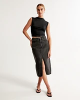 Denim Cargo Midi Skirt