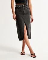 Denim Cargo Midi Skirt