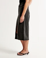 Denim Cargo Midi Skirt