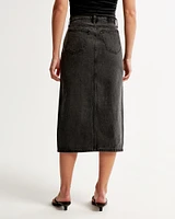 Denim Cargo Midi Skirt