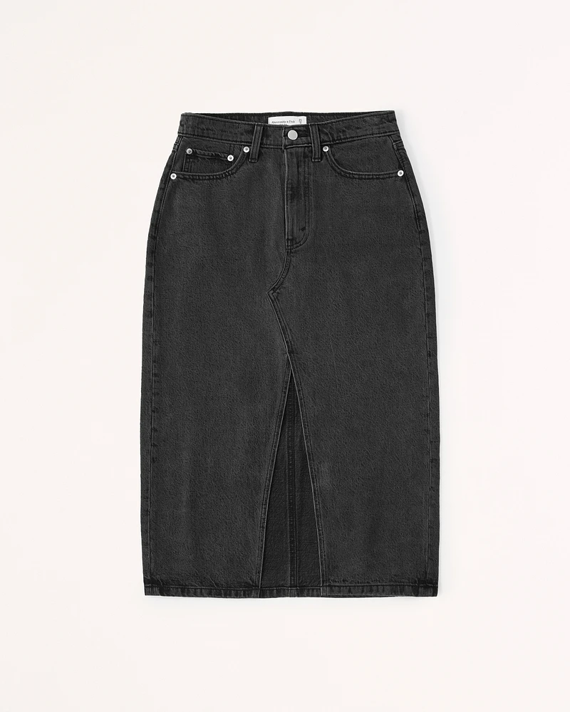 Denim Cargo Midi Skirt