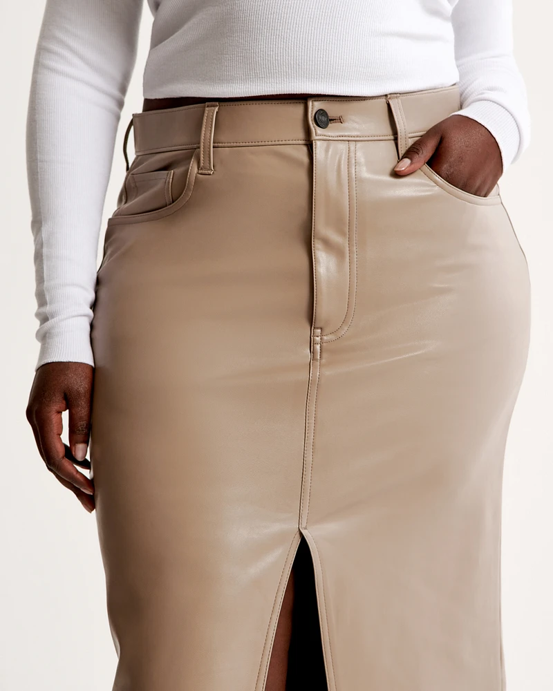 Vegan Leather Midi Skirt