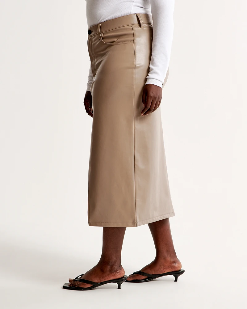Vegan Leather Midi Skirt