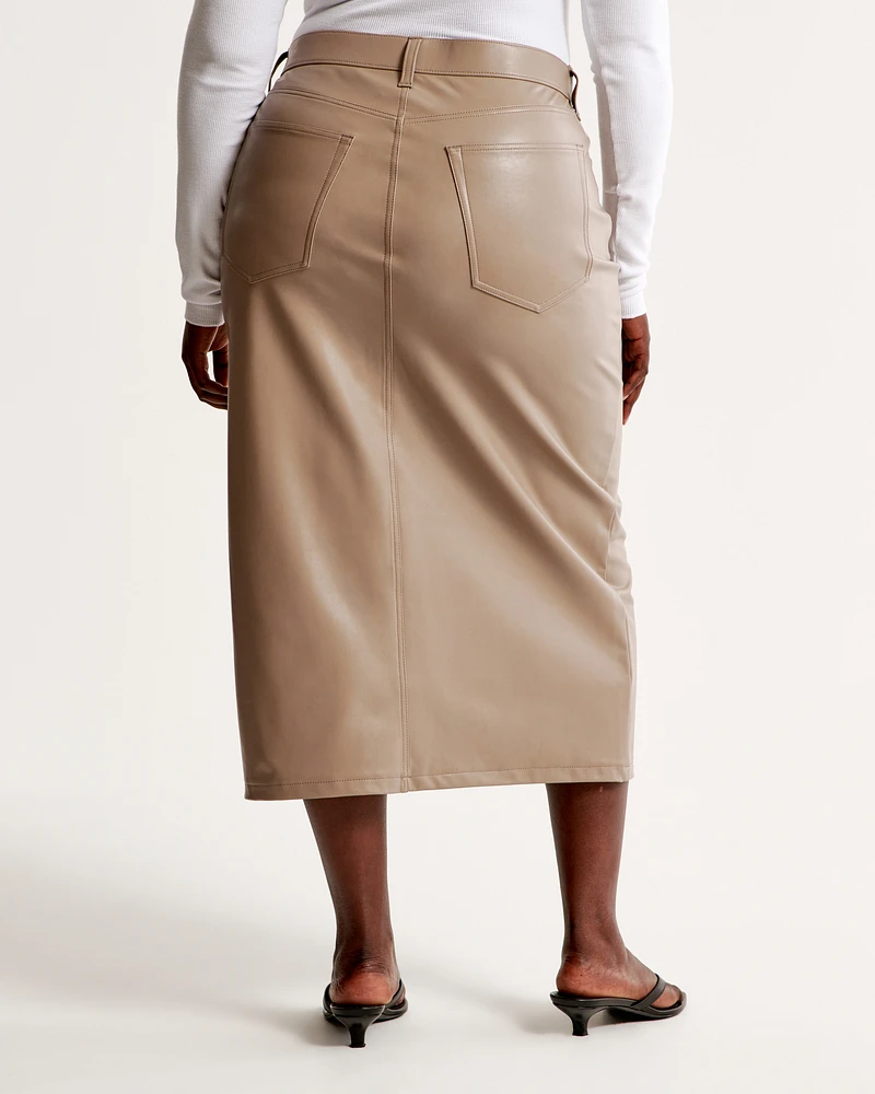 Vegan Leather Midi Skirt