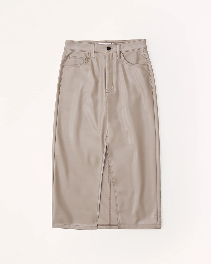 Vegan Leather Midi Skirt