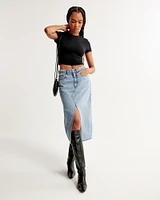 Denim Cargo Midi Skirt