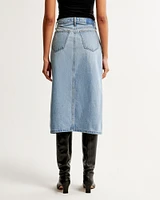 Denim Cargo Midi Skirt