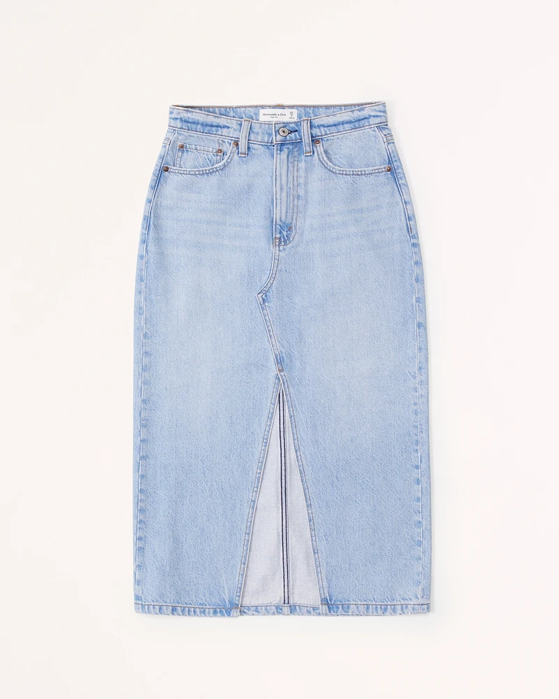 Denim Cargo Midi Skirt