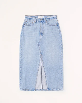 Denim Cargo Midi Skirt