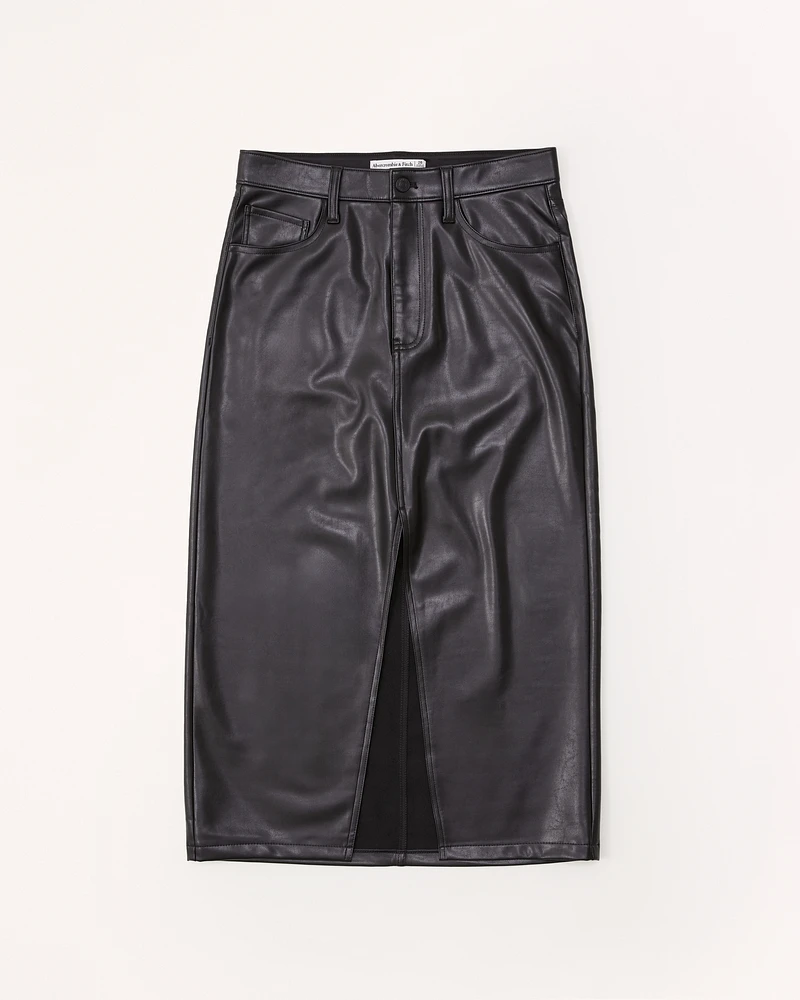 Vegan Leather Midi Skirt