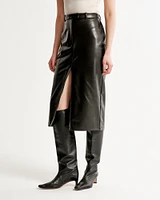 Vegan Leather Pencil Midi Skirt