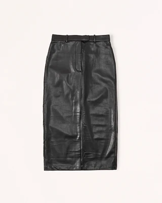 Vegan Leather Pencil Midi Skirt