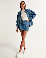 Seamed Denim Mini Skirt