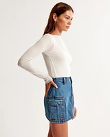 Seamed Denim Mini Skirt