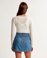 Seamed Denim Mini Skirt