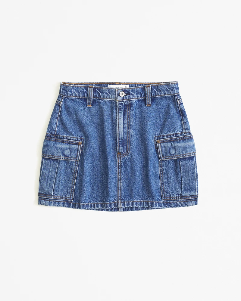 Seamed Denim Mini Skirt