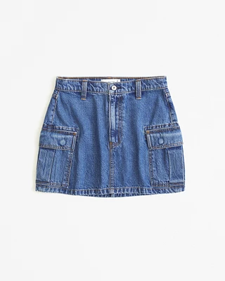 Seamed Denim Mini Skirt