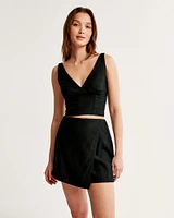 The A&F Scarlett Linen-Blend Wrap Mini Skort