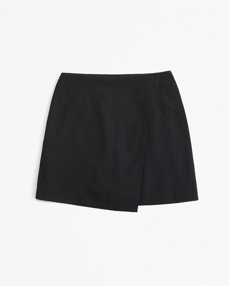 The A&F Scarlett Linen-Blend Wrap Mini Skort