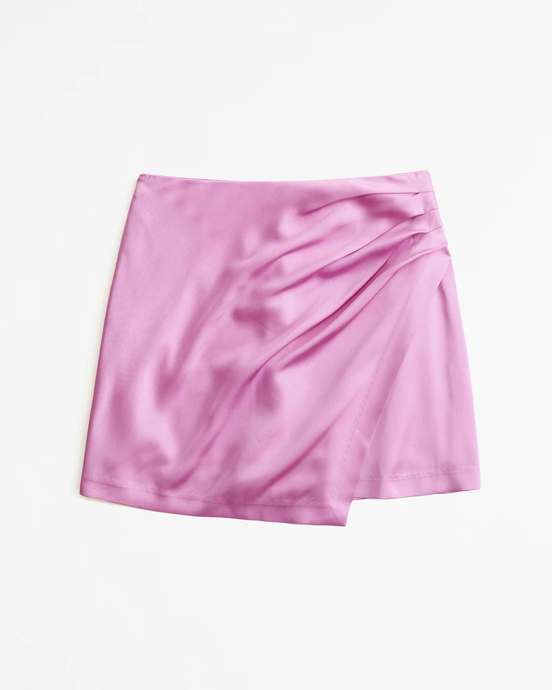 Satin Draped Mini Skort