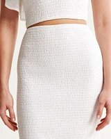 Eyelet Smocked Midi Skirt