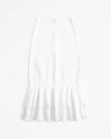 Eyelet Smocked Midi Skirt