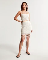 Crochet-Style Tassel Mini Skirt