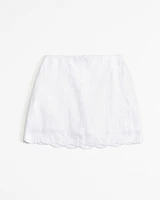 Premium Linen Scallop-Hem Mini Skort