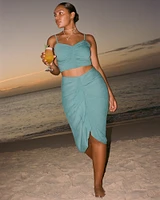 Ruched Flowy Midi Skirt