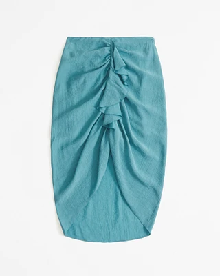 Ruched Flowy Midi Skirt
