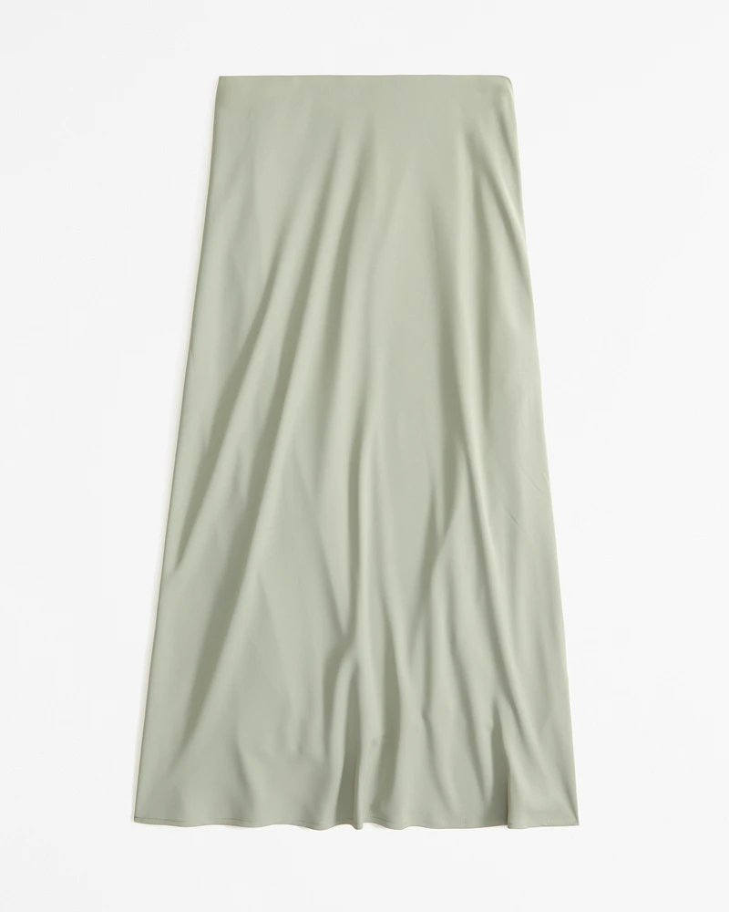 Mid Rise Satin Maxi Skirt