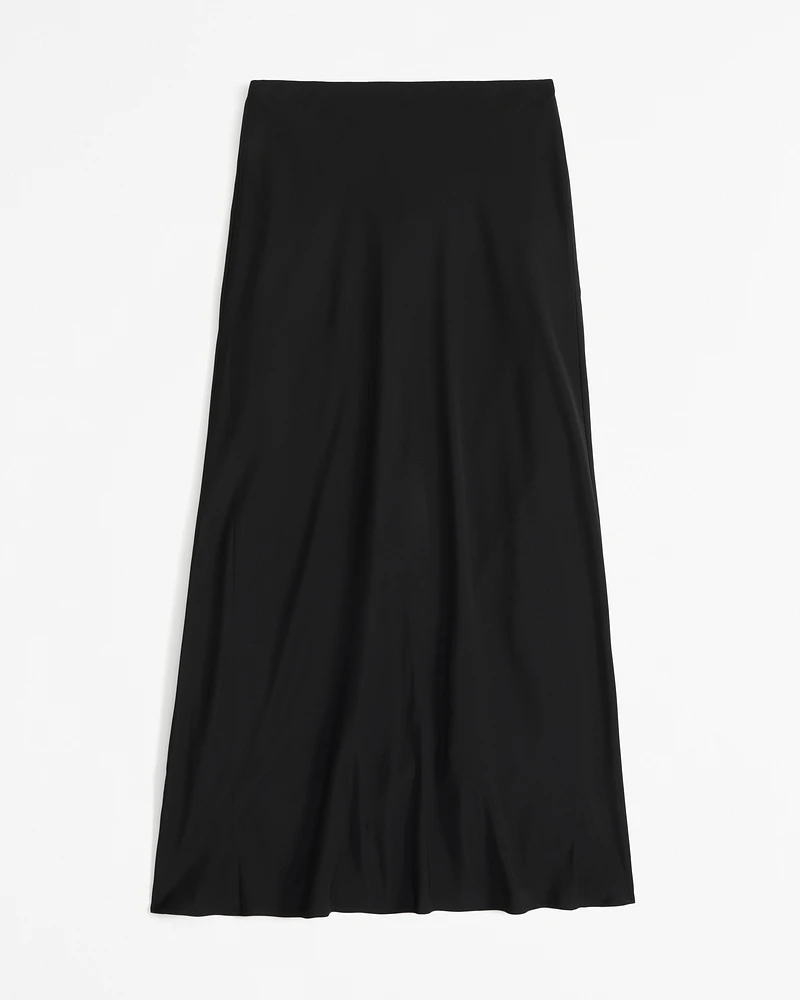 Mid Rise Satin Maxi Skirt