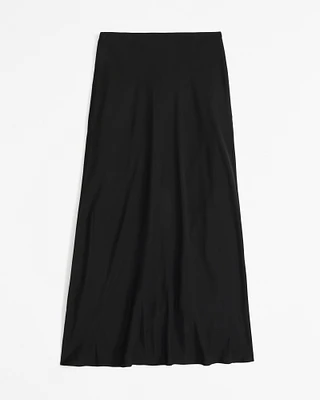 Mid Rise Satin Maxi Skirt