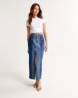 Two-Tone Denim Maxi Skirt