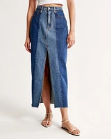 Two-Tone Denim Maxi Skirt