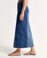 Two-Tone Denim Maxi Skirt