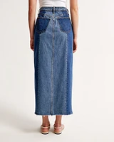 Two-Tone Denim Maxi Skirt