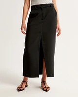 Front-Slit Tailored Maxi Skirt