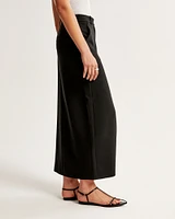 Front-Slit Tailored Maxi Skirt