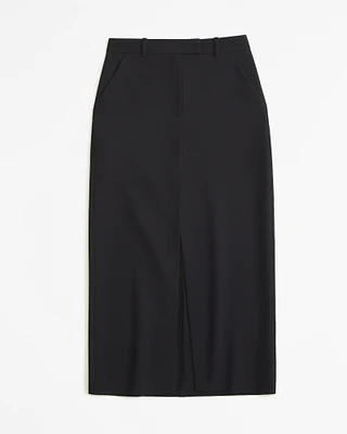 Front-Slit Tailored Maxi Skirt