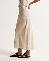 Linen-Blend Column Maxi Skirt