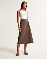 Poplin Wrap Midi Skirt