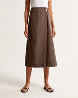 Poplin Wrap Midi Skirt