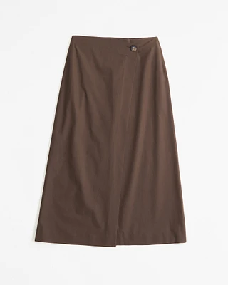 Poplin Wrap Midi Skirt