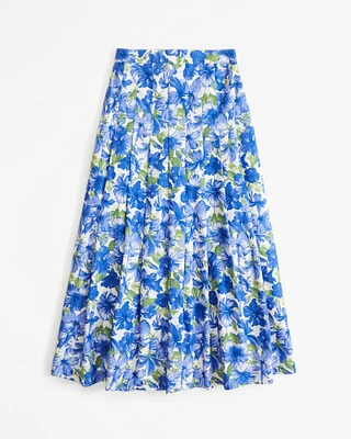 Poplin Pleated Midi Skirt