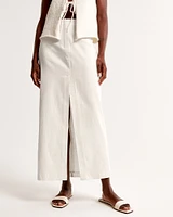 Mid Rise Linen-Blend Maxi Skirt